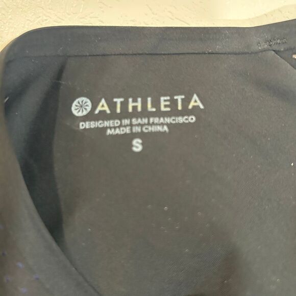 Athleta Black Navy Perforated High Neck Sports Bra Size Small - Picture 3 of 5